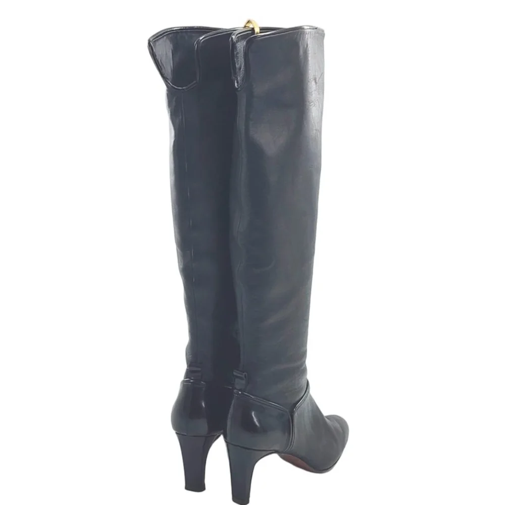 10‎ CROSBY DEREK LAM Black Leather Over the Knee Boots 9.5